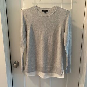 Hilary Radley Light Gray and White Layered Sweater S